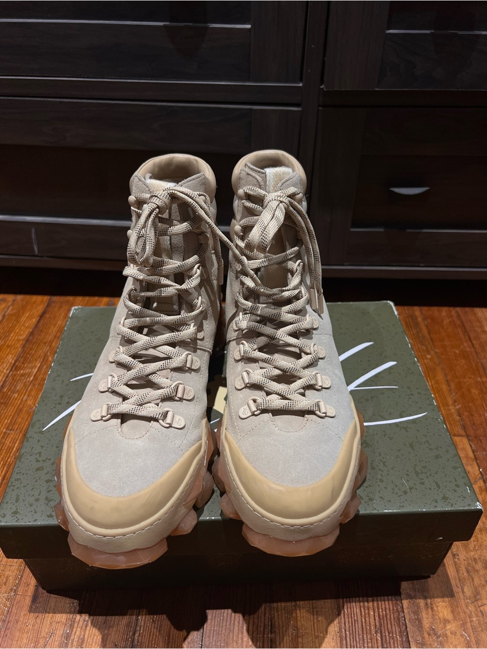 Jimmy Choo Beige Lace-Up High-Top Boots